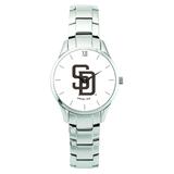 Men's Silver San Diego Padres Stainless Steel Bracelet Wristwatch