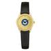 Women's Black Seattle Mariners Gold Dial Leather Wristwatch