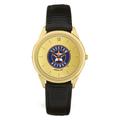 Men's Black Houston Astros Gold Dial Leather Wristwatch