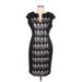 Connected Apparel Cocktail Dress - Sheath V Neck Short sleeves: Black Color Block Dresses - Women's Size 12