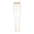 American Eagle Outfitters Jeggings - Mid/Reg Rise Skinny Leg Boyfriend: White Bottoms - Women's Size 00 - Light Wash