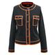 Women's Black Short Jacket With Contrasting Braids Small Smart and Joy