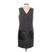 Ann Taylor Casual Dress - Shift V Neck Sleeveless: Gray Print Dresses - Women's Size Medium