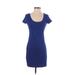 H&M Casual Dress - Bodycon Scoop Neck Short sleeves: Blue Print Dresses - Women's Size Small