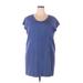 Casual Dress - Shift Scoop Neck Short sleeves: Blue Solid Dresses - Women's Size 20 Petite