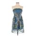 rue21 Casual Dress - Mini Strapless Sleeveless: Blue Dresses - Women's Size Small