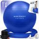 Yoga Ball Chair - Exercise Ball & Stability Ring. For Pregnancy, Balance, Pilates or Birthing Therapy. Use at Office, Gym or Home. Anti-Burst and Anti-Slip Premium Grade (65cm, Regal Blue)