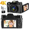 Digital Camera AutoFocus 4K 48MP Photo Camera 16X Digital Zoom Compact Camera 3.0 Inch 180 Degree Rotation Flip Screen Camera for Beginners Adults 32GB Micro SD Card