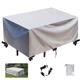 KSITH- Fly Garden Furniture Covers,420D UV-Anti Waterproof Rectangular Outdoor Garden Table Cover,Windproof Patio Garden Table Cover With Drawstring-Silver|| 155x95x68cm/61x37x27in
