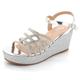 AARZ LONDON Women Ladies Diamante Evening Party Casual Comfort High Wedge Heel Caged Sandals Silver Shoes Size UK 5 EU 38