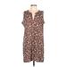 Lands' End Casual Dress - Mini V Neck Sleeveless: Brown Dresses - Women's Size Large