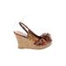 CL by Laundry Wedges: Slingback Platform Boho Chic Brown Floral Shoes - Women's Size 9 1/2 - Open Toe