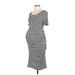 Isabella Oliver Casual Dress - Midi Scoop Neck Short sleeves: Gray Print Dresses - Women's Size 10 Maternity