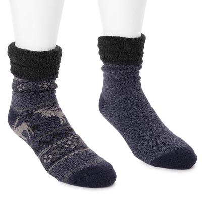 MUK LUKS Men's 2 Pair Fleece Layered Socks Size On...