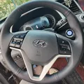 Coprivolante per auto personalizzato cucito a mano in pelle microfibra nera per Hyundai Tucson 2015 2016 Accessori interni per auto