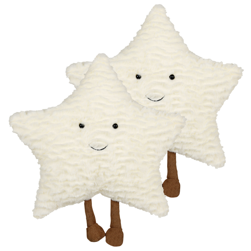 Kinderkissen Set Weißer Stoff 40 x 40 cm Flauschiges Plüschtier Sternförmiges Kissen mit Füllung Weiches Kinderspielzeug