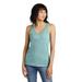 District DT154 Women's Perfect Blend CVC V-Neck Tank Top in Heathered Eucalyptus Blue size Medium | Cotton/Polyester