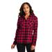 Port Authority LW669 Women's Plaid Flannel Shirt in Red/Black Buffalo Check size 4XL | Cotton/Polyester Blend