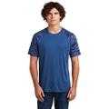 Sport-Tek ST376 Drift Camo Colorblock Top in True Royal Blue size Small | Polyester