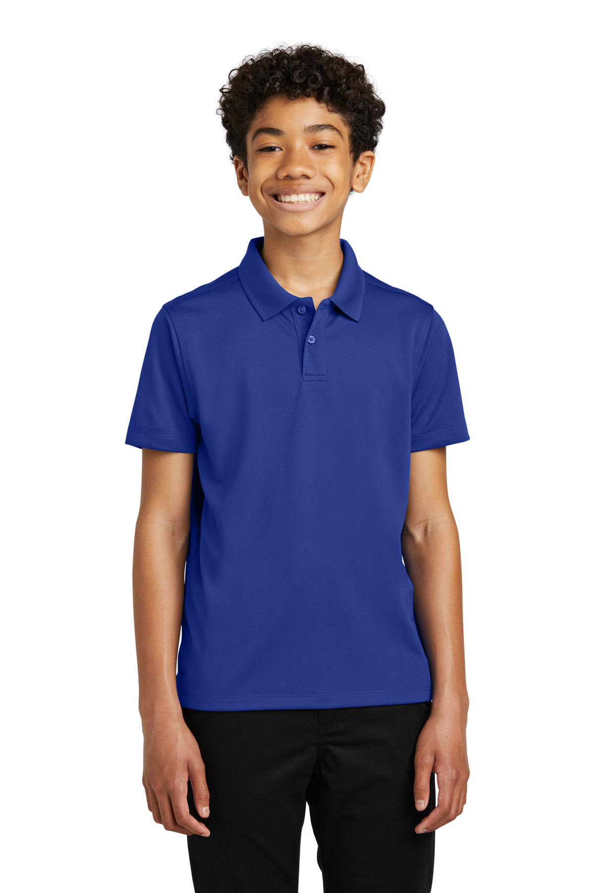 Port Authority Y110 Youth Dry Zone UV Micro-Mesh Polo Shirt in True Royal Blue size XS | Polyester