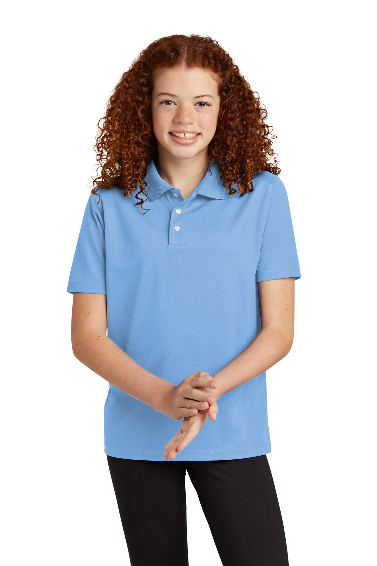Sport-Tek YST740 Youth UV Micropique Polo Shirt in Carolina Blue size Small | Polyester