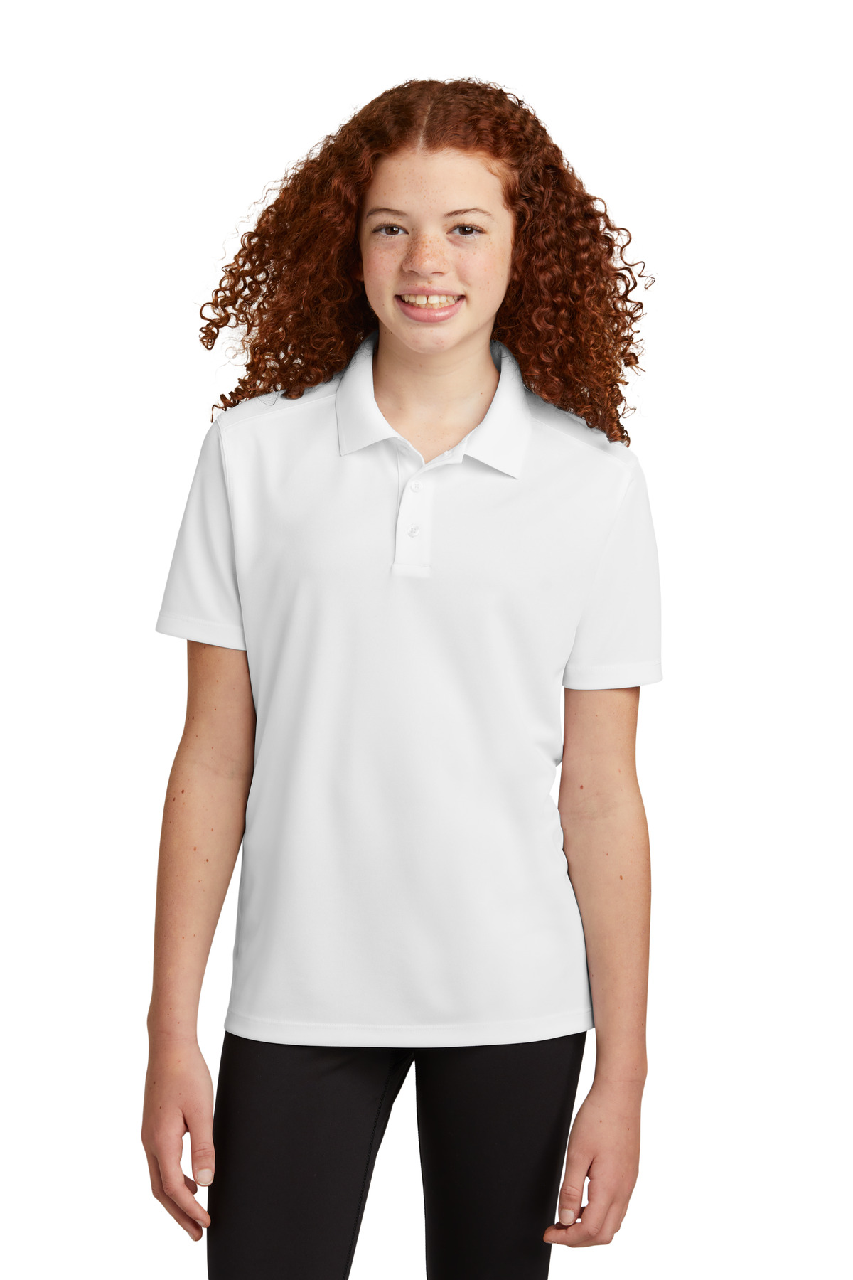 Sport-Tek YST740 Youth UV Micropique Polo Shirt in White size XS | Polyester