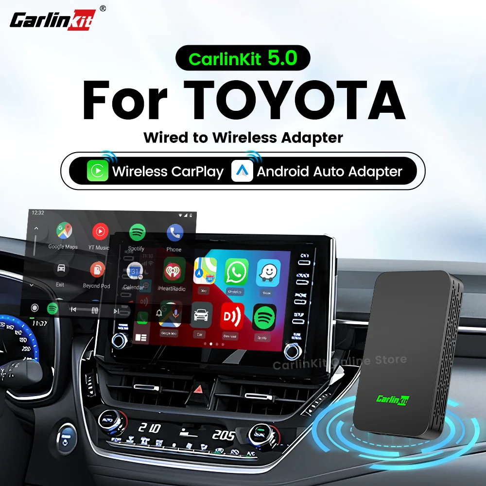 CarlinKit 5.0 CarPlay Android Auto Wireless Adapter Dongle für Toyota Corolla Rav4 Camry Highlander Pruis C-HR 2020-2023 Image
