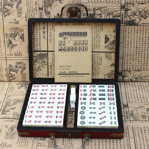 Chinesisches nummeriertes Mahjong-Set Fliesen Mah-Jong-Set tragbares chinesisches Spielzeug mit Box