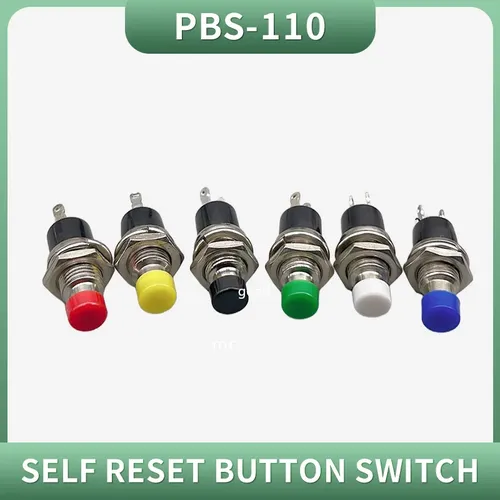 6 stücke PBS-110 Mini Momentary Push Button Schalter für Modell Eisenbahn Hobby 7mm pbs110 rot gelb