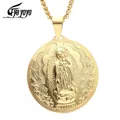 Eyeyoyo Herren Halsketten Jungfrau Maria Maria Miraculous Medaille Gold farbe Edelstahl Mode