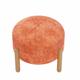 Pouf rond en velours ocre & bois