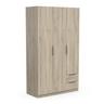 Armoire 3 portes et 2 tiroirs - L119,4 cm - Chene kronberg