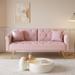 Pink 69.7" Velvet Nail Head Double Futon Sofa Bed with 2 Throw Pillows, Three-level Adjustable Split Back, and Gold Metal Legs