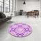 Ahgly Company Machine Washable Transitional Blossom Pink Area Rugs