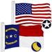 G128 Combo Pack: American USA Flag 5x8 Ft 300D & North Carolina State Flag 5x8 Ft 600D | Both ToughWeave Series Embroidered Polyester Embroidered Design Indoor/Outdoor Brass Grommets