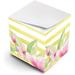 Sticky Note Cubes - 2.75 In - Flower Designs: Watercolor Flower With Yellow Stripes - Sheets/Cube - Recyclable