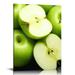 PRATYUS Kitchen Canvas Wall Art Fresh Green Apple Picture Painting Fruit Poster Modern Artwork for Dining Room Wall Decor Framed Ready to Hang (16x20 in/12x16 in)