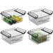 Compact Hanging Pullout Drawer Basket - Sliding Under Shelf Storage Organizer - Metal Wire - Attaches To Shelving - Easy Install - For Kitchen Pantry Cabinet - 4 Pack - Black
