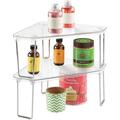 Freestanding Foldable Corner Stackable Organizer Shelf For Kitchen Counter Pantry Cabinet Storage Holds Plates Dishes Ligne Collection 2 Pack - Clear