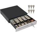 Cash Register Drawer For (POS) Point Of Sale System 16 Stainless Steel Front And Removable Coin Tray 5 Bill/6 Coin 24V RJ11/RJ12 Key-Lock Media Slot Cash Till Money Drawer For Businesses Black