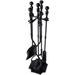 5 Fireplace Sets Black Handle Wrought Iron Large Fire Tool Set And Holder Outdoor Fireset Stand Rustic Antique