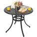 36 Inch Dining Table With Umbrella Hole Outdoor Cast Aluminum Bistro Table Black With Antique Bronze At The Edge