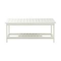 All-Weather Outdoor Coffee Table Two-layer Tea Table with Storage and HIPS frames Patio Coffee Table for Garden Balcony Porch White 44.49 L * 24.21 W * 18.11 H