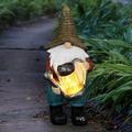 Garden Gnome Standing Solar Garden Statue LED Firefly Watering Can Outdoor Garden Decoration 5 X 12.5 Inch