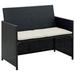vidaXL 2 Seater Garden Sofa with Cushions Black Poly Rattan 43910