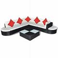 vidaXL 8 Piece Garden Lounge Set with Cushions Poly Rattan Brown 42096