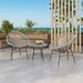 3 Pieces Patio Furniture Set Outdoor All Weather Hand-Woven PE Rattan Conversation Bistro Sets 2 Chairs Grey