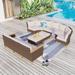 11-Piece Outdoor Wicker Half-Round Furniture Set Half-Moon Sectional Sofa All Weather Curved Conversation Set 10-Seat - Type A