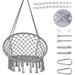 Hanging Chair Macrame Chair With Hardware Kits Handwoven Cotton Rope Hammock Chair For Bedroom Indoor Outdoor Patio Yard Garden 300 Pounds Capacity