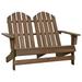 Tomshoo Outdoor Patio Adirondack Chair Solid Wood Brown Ergonomic Design 2-Seater